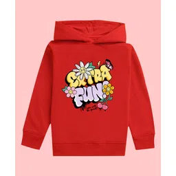 NUSYL Full Sleeves Extra Fun With Flowers Printed Hooded Sweatshirt - Red-picture-28