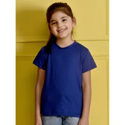 NUSYL Girls Blue Solid T-shirt-picture-37
