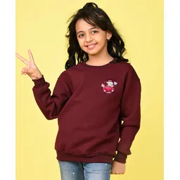 NUSYL Girls Burgundy Girl Printed Sweatshirts - Burgundy-picture-12