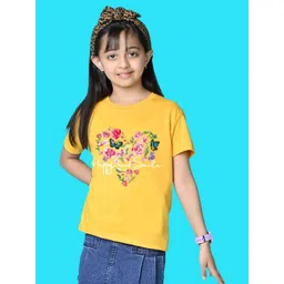 NUSYL Girls Floral Printed Round Neck Cotton Oversized T-shirt-picture-38