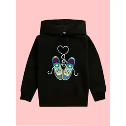 NUSYL Girls Graphic Printed Hooded Long Sleeves Fleece Pullover-picture-39