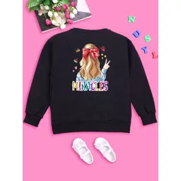 NUSYL Girls Graphic Printed Oversized Fleece Sweatshirt-picture-22