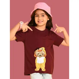 NUSYL Girls Graphic Printed Round Neck Cotton Oversized T-shirt-picture-20