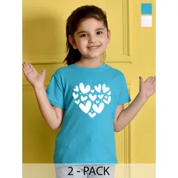 NUSYL Girls Pack of 2 Graphic Printed Cotton T-shirt-picture-24