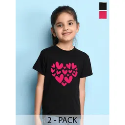 NUSYL Girls Pack of 2 Graphic Printed Round Neck Cotton T-shirts-picture-18