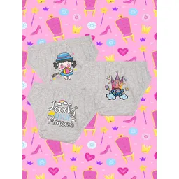 NUSYL Girls Pack Of 3 Cute Princess Text Printed Pure Cotton Basic BriefsNUGCBRFPO3.0058-picture-31