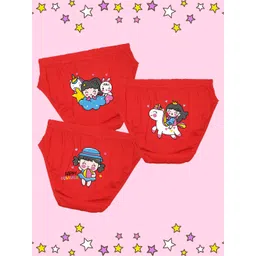 NUSYL Girls Pack Of 3 Happy Summer Text Printed Pure Cotton Basic BriefsNUGCBRFPO3.0059-picture-29