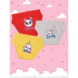 NUSYL Girls Pack Of 3 Mid Rise Basic Briefs-picture-47