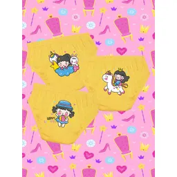 NUSYL Girls Pack Of 3 Printed Cotton Basic Briefs-picture-26