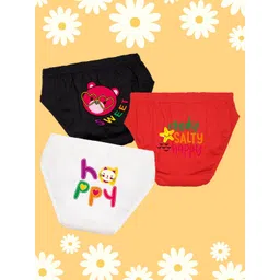 NUSYL Girls Pack Of 3 Printed Cotton Basic Briefs-picture-17