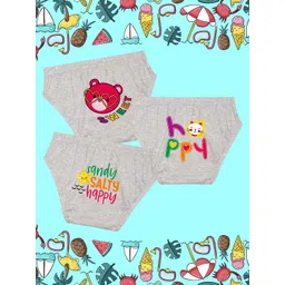 NUSYL Girls Pack Of 3 Printed Cotton Basic Briefs-picture-18