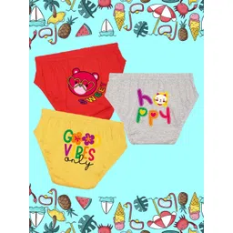 NUSYL Girls Pack Of 3 Printed Cotton Basic Briefs-picture-39