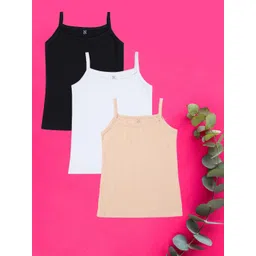 NUSYL Girls Pack Of 3 Pure Cotton Camisoles-picture-20