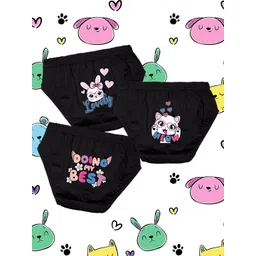 NUSYL Girls Pack Of 3 Text & Cat Printed Cotton Briefs NUGCBRFPO3.0023-picture-32