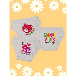 NUSYL Girls Pack Of 3 Typography Printed Cotton Briefs-picture-26