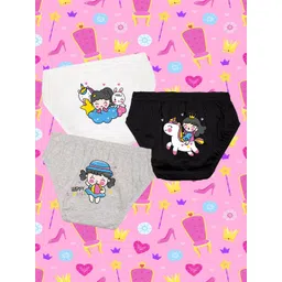 NUSYL Girls Pack Of 3 Unicorn Printed Mid-Rise Basic Briefs NUGCBRFPO3.0044-picture-39