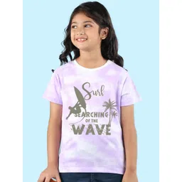 NUSYL Girls Tie and Dye Round Neck Regular Fit Cotton T-Shirt-picture-24