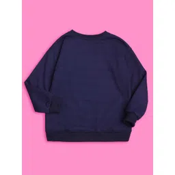 NUSYL Girls Typography Printed Long Sleeves Oversized Fleece Pullover image 2