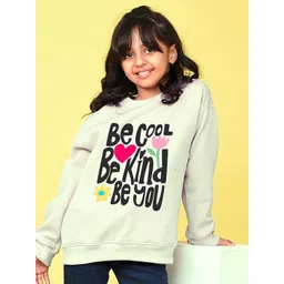 NUSYL Girls Typography Printed Round Neck Long Sleeves Ribbed Hemline Sweatshirt-picture-34