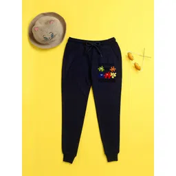 NUSYL Kids Navy Blue Printed Joggers-picture-51