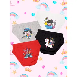 NUSYL Pack Of 4 Printed Mid-Rise Cotton Girls Panties-picture-55