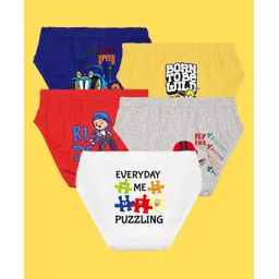 NUSYL Pack Of 5 Tractor And Ride Printed Briefs - White Red Yellow Grey Royal Blue-picture-12