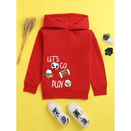 NUSYL Unisex Kids Red Printed Hooded Sweatshirt-picture-21