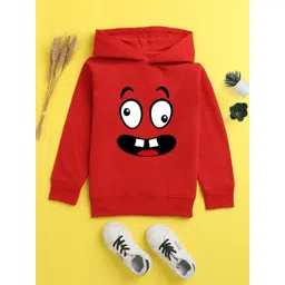 NUSYL Unisex Kids Red Printed Hooded Sweatshirt-picture-25