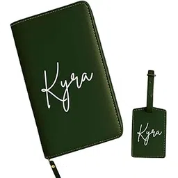nutcase Passport Travel Wallet & Luggage Tag with Name, Green Faux Leather Travel Wallet for Cash and Cards-picture-13