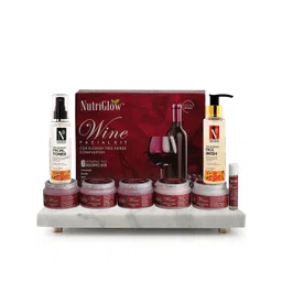 NutriGlow Wine Facial Kit 250g+10ml - Skin Whitening Face Wash 100ml - Facial Toner 100ml-picture-26