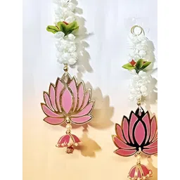 Nutts 2-Pcs Pink & Yellow Wooden Lotus Hanging FestiveDecor-picture-41