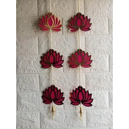 Nutts 2-Pcs Pink & Yellow Wooden Lotus Hanging FestiveDecor-picture-20