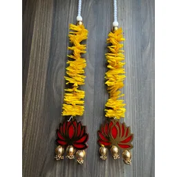 Nutts 2-Pcs Red & Yellow Wooden Lotus Hanging FestiveDecor-picture-22