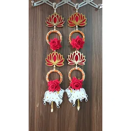 Nutts 2-Pcs Red & Yellow Wooden Lotus Hanging FestiveDecor-picture-12