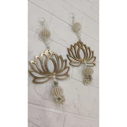 Nutts 2-Pcs White & Gold Wooden Lotus Hanging FestiveDecor-picture-32