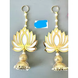 Nutts 2-Pcs White & Yellow Wooden Lotus Hanging FestiveDecor-picture-14