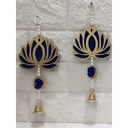 Nutts 4-Pcs Blue & Yellow Wooden Lotus Hanging FestiveDecor-picture-26
