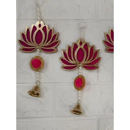 Nutts 4-Pcs Pink & Gold Wooden Lotus Hanging FestiveDecor-picture-37