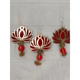 Nutts 4-Pcs Red & Yellow Wooden Lotus Hanging FestiveDecor-picture-40