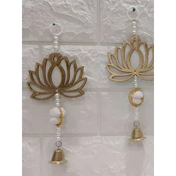 Nutts 4-Pcs White & Yellow Wooden Lotus Hanging FestiveDecor-picture-25
