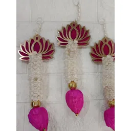 Nutts 5-Pcs Pink & Yellow Wooden Lotus Hanging FestiveDecor-picture-13