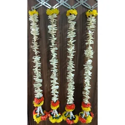 Nutts White & Yellow 4 Pieces Paper Gajra Hanging Garlands-picture-11