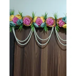 Nutts Yellow & Pink Floral-Beaded Bandhanwar Festive Decor-picture-31