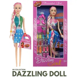 nv collection Girls Toy Doll with Braided Hair and Handbag | Trendy Fashion Look-picture-19