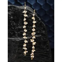 NVR Gold Pearls Studded Classic Layered Ear Chain Earrings-picture-11