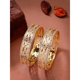 NVR Gold-Plated Cubic Zirconia Stone Studded Kada Bangles Set of 2-picture-40