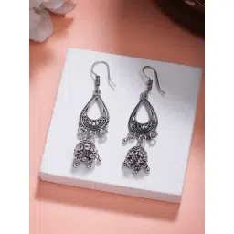 NVR Silver Oxidized Jhumki Earrings-picture-26