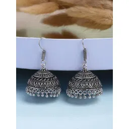 NVR Silver Oxidized Jhumki Earrings-picture-24