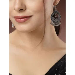 NVR Silver-Plated Contemporary Oxidised Chandbali-picture-16