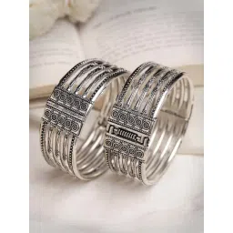 NVR Silver-Toned German Silver Oxidized Kada Bangle for Women-picture-18